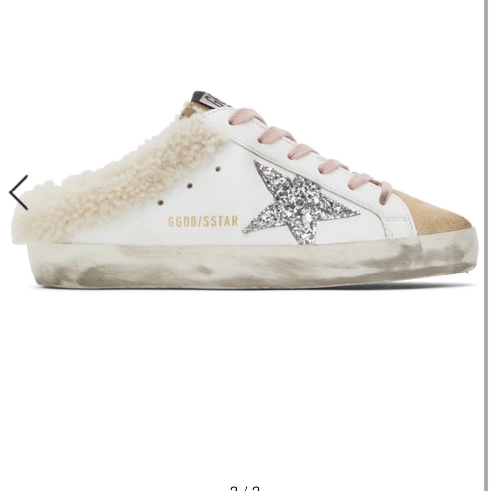 Golden Goose White & Beige Shearling Super Star